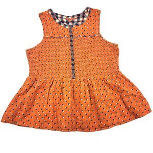 Modcloth Orange Printed Smocked Tank Top